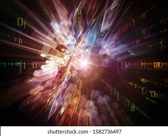 Exponential Expansion. Bright Math-generated Abstract Radial Elements To Illustrate Concept Of Rapid Expansion On The Subject Of Science, Education And Technology.