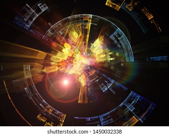 Exponential Growth Of Technology. Bright Math-generated Abstract Radial Elements To Illustrate Concept Of Rapid Expansion On The Subject Of Science, Education And Technology.