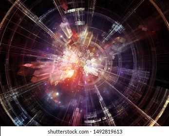 Exponential Growth Of Technology. Bright Math-generated Abstract Radial Elements To Illustrate Concept Of Rapid Expansion On The Subject Of Science, Education And Technology.