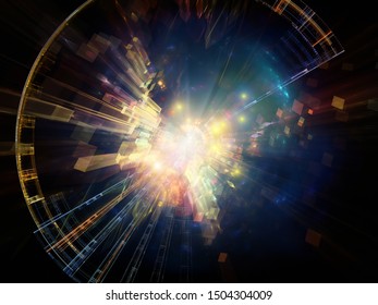 Exponential Growth Of Technology. Bright Math-generated Abstract Radial Elements To Illustrate Concept Of Rapid Expansion On The Subject Of Science, Education And Technology.