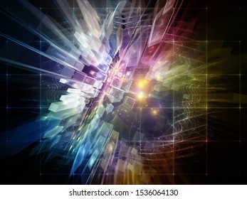 Exponential Growth Of Technology. Bright Math-generated Abstract Radial Elements To Illustrate Concept Of Rapid Expansion On The Subject Of Science, Education And Technology.