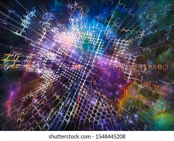 Exponential Growth Of Technology. Bright Math-generated Abstract Radial Elements To Illustrate Concept Of Rapid Expansion On The Subject Of Science, Education And Technology.