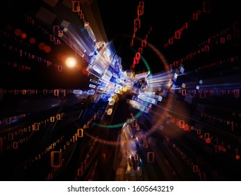 Exponential Growth Of Technology. Bright Math-generated Abstract Radial Elements To Illustrate Concept Of Rapid Expansion On The Subject Of Science, Education And Technology.