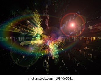 Exponential Growth Of Technology. Bright Math-generated Abstract Radial Elements To Illustrate Concept Of Rapid Expansion On The Subject Of Science, Education And Technology.