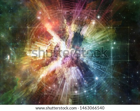 Exponential Growth of Technology. Bright math-generated abstract radial elements to illustrate concept of rapid expansion on the subject of science, education and technology.