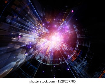 Exponential Technology. Bright Math-generated Abstract Radial Elements To Illustrate Concept Of Rapid Expansion On The Subject Of Science, Education And Technology.