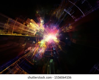 Exponential Technology. Bright Math-generated Abstract Radial Elements To Illustrate Concept Of Rapid Expansion On The Subject Of Science, Education And Technology.