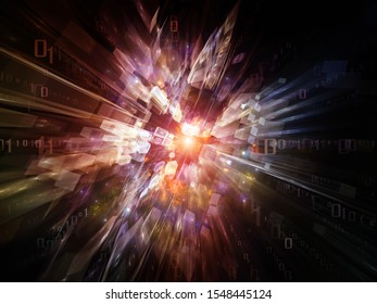 Exponential Technology. Bright Math-generated Abstract Radial Elements To Illustrate Concept Of Rapid Expansion On The Subject Of Science, Education And Technology.