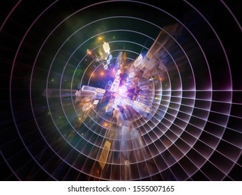 Exponential Technology. Bright Math-generated Abstract Radial Elements To Illustrate Concept Of Rapid Expansion On The Subject Of Science, Education And Technology.