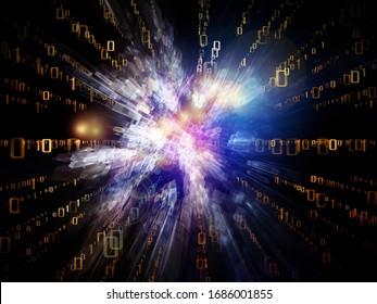 Exponential Technology. Bright Math-generated Abstract Radial Elements To Illustrate Concept Of Rapid Expansion On The Subject Of Science, Education And Technology.