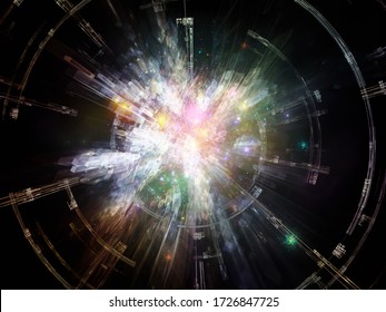 Exponential Technology. Bright Math-generated Abstract Radial Elements To Illustrate Concept Of Rapid Expansion On The Subject Of Science, Education And Technology.