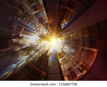 Exponential Technology. Bright Math-generated Abstract Radial Elements To Illustrate Concept Of Rapid Expansion On The Subject Of Science, Education And Technology.