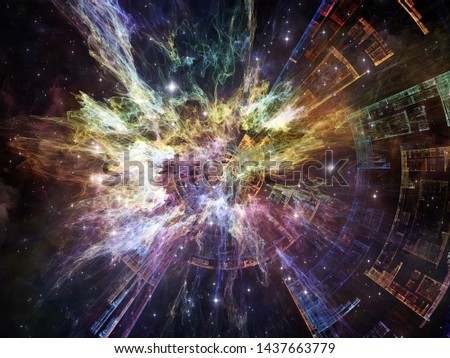 Exponential Technology. Bright math-generated abstract radial elements to illustrate concept of rapid expansion on the subject of science, education and technology.