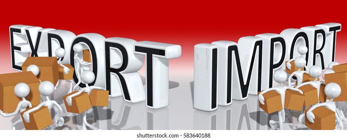 Export Import Trade Concept With The Original 3D Characters Illustration
