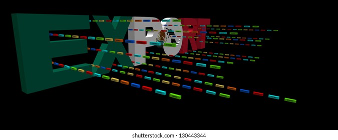 Export text with Mexican flag and containers illustration