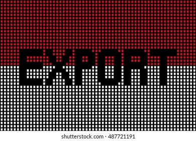 Export text over Indonesian flag barrels illustration