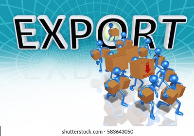 Export Trade Concept With The Original 3D Characters Illustration
