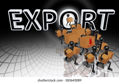 Export Trade Concept With The Original 3D Characters Illustration
