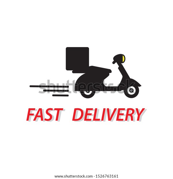 Express delivery service concept, fast time\
delivery order with stopwatch by motorcycle with cardboard box on\
white\
background.