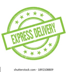 EXPRESS DELIVERY text written on green round vintage rubber stamp.