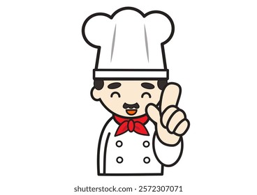 expression cute chef caracter, pointing finger