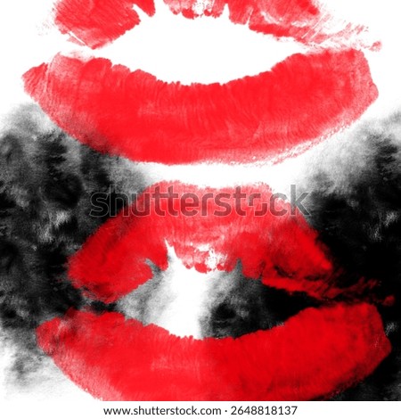 Expression of lust and melancholy – red lips, black smudge