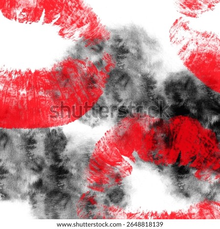 Expression of lust and melancholy – red lips, black smudge