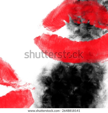 Expression of lust and melancholy – red lips, black smudge
