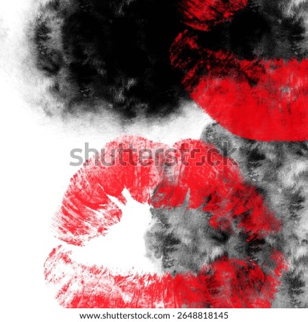 Expression of lust and melancholy – red lips, black smudge