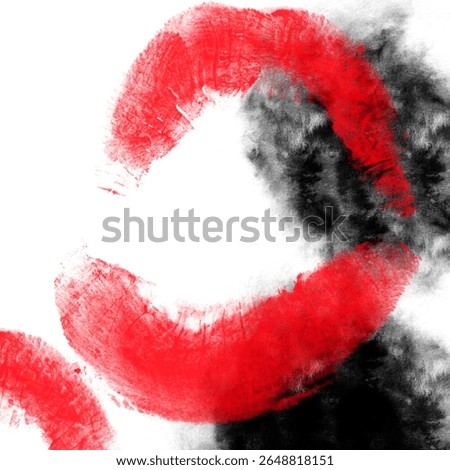 Expression of lust and melancholy – red lips, black smudge