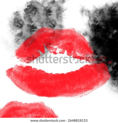 Expression of lust and melancholy – red lips, black smudge