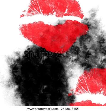 Expression of lust and melancholy – red lips, black smudge