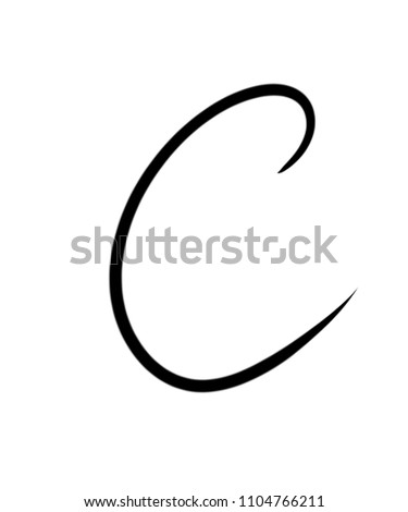 Expressive brush calligraphic handwritten script letters C