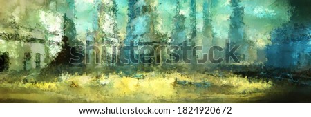 Expressive brushed painting on canvas. Abstract texture. 2d illustration. Wide brushstrokes. Modern digital art. Contemporary brush. Modern expression. Popular style pattern painted image.