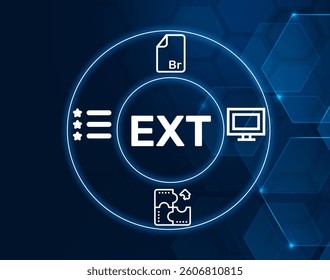 ext extension file.EXT acronym. Extension File: A type of file that adds extra features or capabilities to an existing program or system.