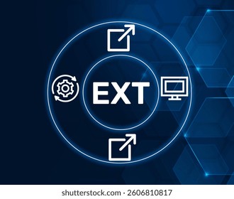 ext external.EXT acronym. External: Refers to something located outside or separate from a particular system, object, or entity.