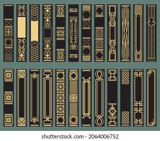 Extensive Collection Of Book Spine Design Template. Retro Old Frames. Art Deco Brochure Design. Geometric Pattern. Rasterized Version