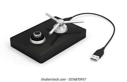 external hard drive security safe 3D illustration