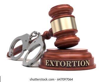 Extortion Text On Sound Block & Gavel