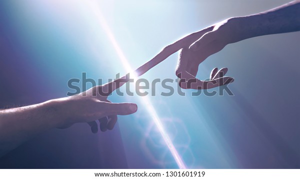 Extraterrestrial hand\
contact human hand - alien first contact  - artistic representation\
- 3d rendering\

