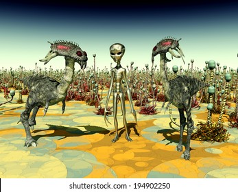 Extraterrestrial Life Computer Generated 3D Illustration