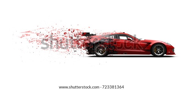 Extreme super sports car - paint dissolving\
effect - 3D\
Illustration