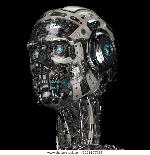 Extremely Detailed Futuristic Robot Cyborg Head のイラスト素材