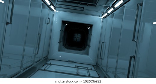 Extremely Detailed And Realistic High Resolution 3D Image Of The Interior Of International Space Station ISS. Elements Of This Image Have Been Furnished By Nasa.