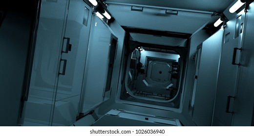 Extremely Detailed And Realistic High Resolution 3D Image Of The Interior Of International Space Station ISS. Elements Of This Image Have Been Furnished By Nasa.