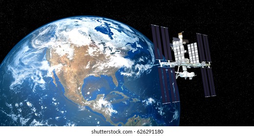 Iss International Space Station Earth From Space Stock Photo