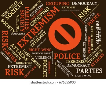  - EXTREMISM - image with words associated with the topic EXTREMISM, word, image, illustration