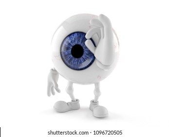 Eye Ball Character With Ok Gesture Isolated On White Background. 3d Illustration