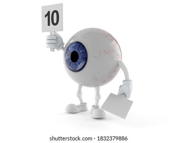 Eye Ball Character With Rating Number Isolated On White Background. 3d Illustration