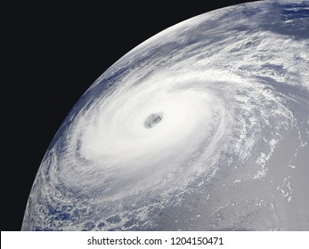 Eye Of The Cyclone Seen From The Satellite, 3D Image, 3D Rendering